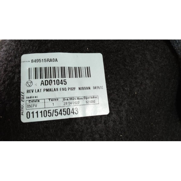 Forro Porta Malas Esq. Nissan Kicks 2020/21 849515ra0a *049