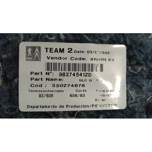 Forro Porta Mala Esq Peugeot 208 2022 98274541zd *047